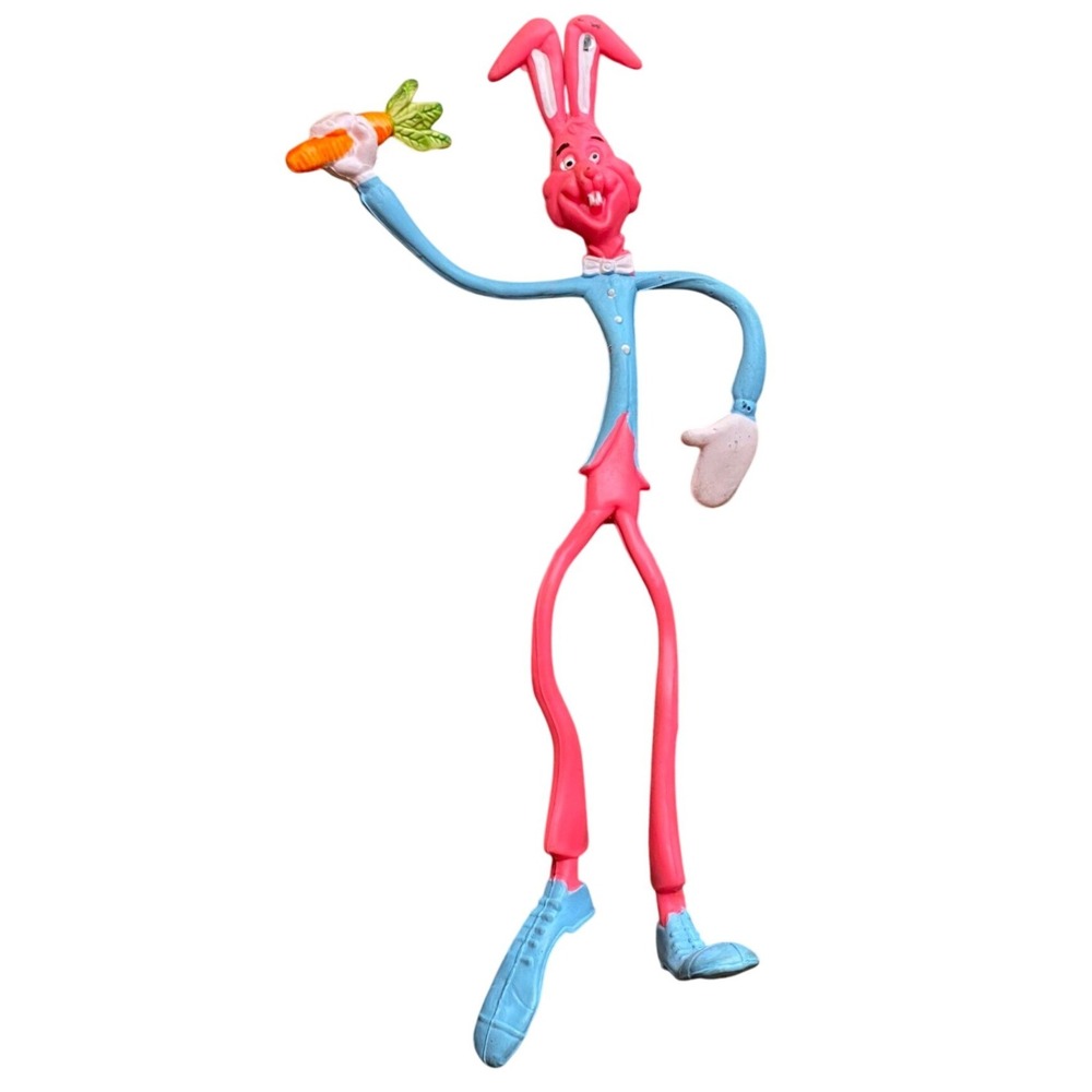 Vintage Easter Unlimited Pink Bunny Bendy Figure 12 Inch Retro Rubber Toy